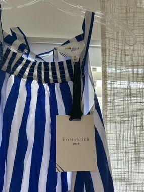 Pomander Place Blue and White Striped Sundress New with Tags